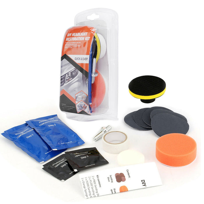 Car Vehicle Headlight Restoration Kit Polishing Cleaner Sanding Repair Tool