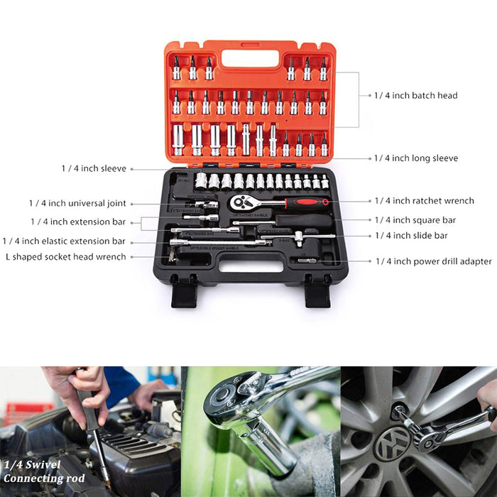 1/4" Drive Socket Set Metric Wrench Extension Bar