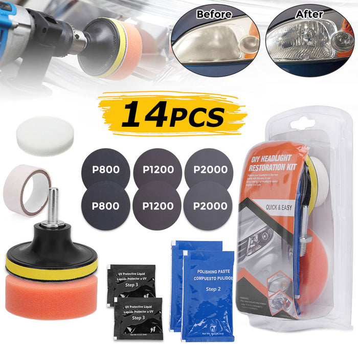 Car Vehicle Headlight Restoration Kit Polishing Cleaner Sanding Repair Tool