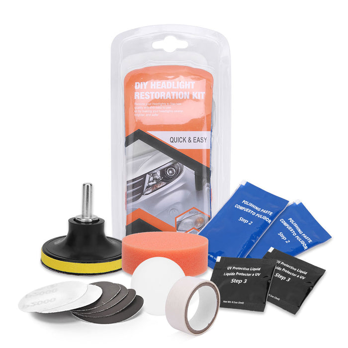 Car Vehicle Headlight Restoration Kit Polishing Cleaner Sanding Repair Tool