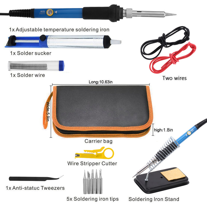 15 in 1 Electric Soldering Iron Kit Solder Welding Tool Adjustable Temperature