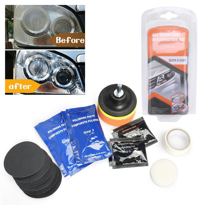 Car Vehicle Headlight Restoration Kit Polishing Cleaner Sanding Repair Tool