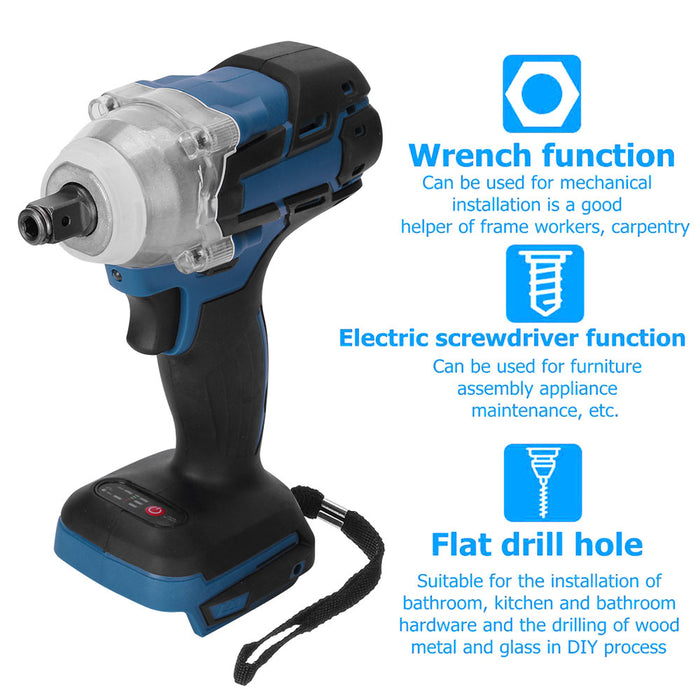 Cordless Impact Wrench Sockets 1/2" Rattle Gun Power Tool