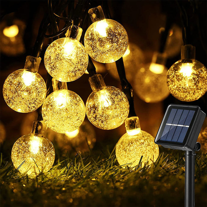 7M 50LED Solar String Lights Globe Outdoor Wedding Party XMAS Festoon Decor Lamp