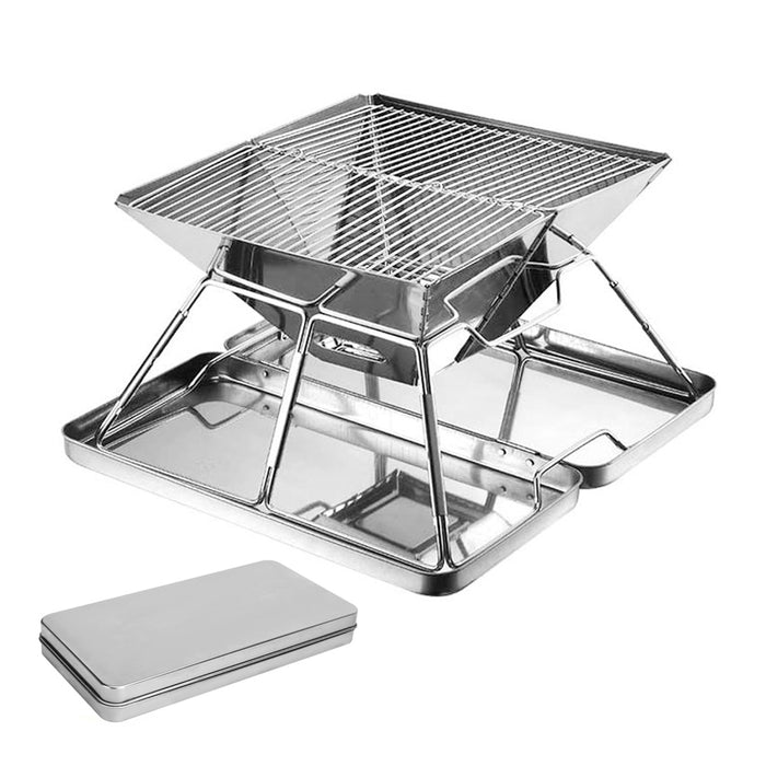 Foldable Charcoal BBQ Grill Stainless Steel Portable Folding Outdoor Camping