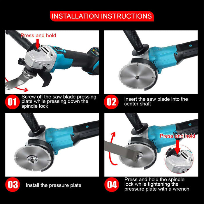 125mm Brushless Angle Grinder Cordless 10000RPM Tool Kit For Makita 18V Battery