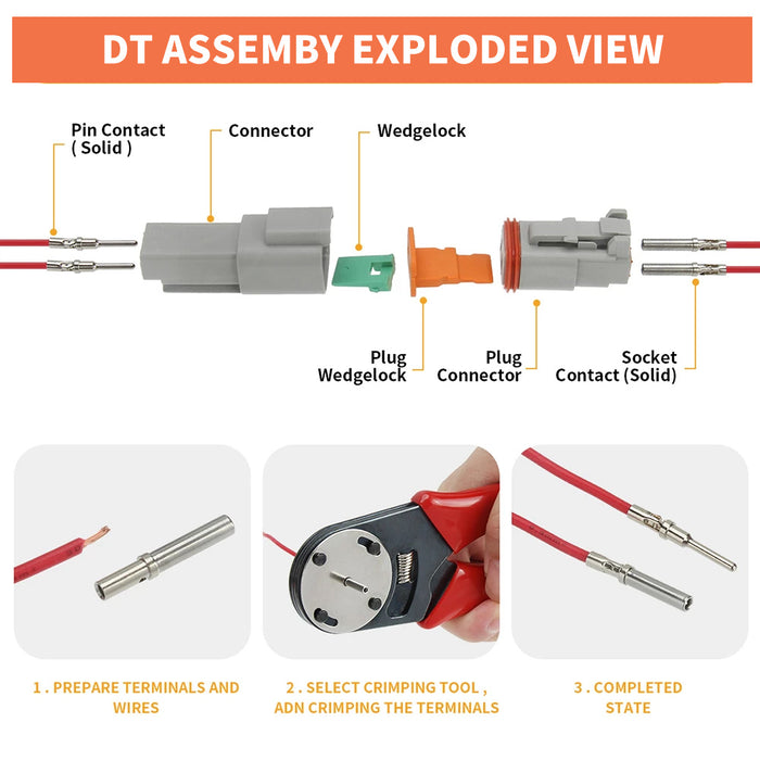 Deutsch DT Connector Plug Kit With Genuine Deutsch Crimp Tool Auto Marine