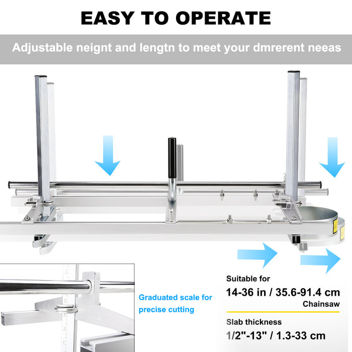 Chainsaw Mill For Saws 14"-36" Bar Tree Pruning Commercial/Homemade Wood Cutting