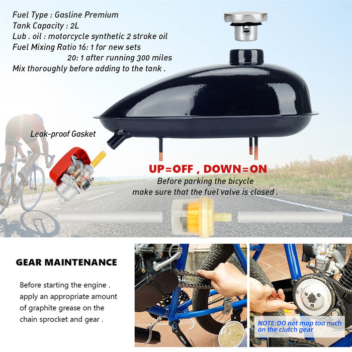 MountainNet 80cc 2-takt benzinemotor motorset voor gemotoriseerde fiets MountainNet 80cc 2-takt benzinemotor motorset voor gemotoriseerde fiets