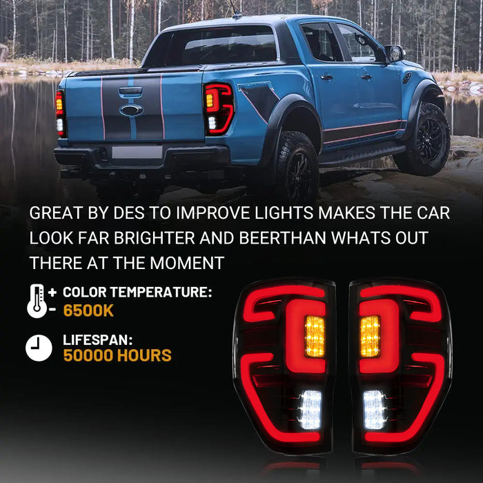 Car LED Tail Lights Fit For Ford Ranger PX MK2 Wildtrak T7 T8 2012-2021