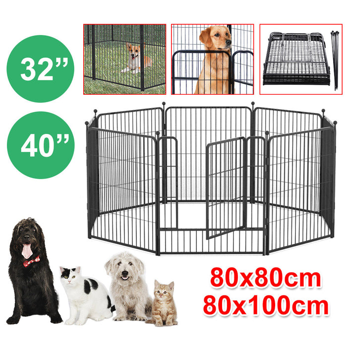 8 Panel Pet Playpen Dog Cage Enclosure Cat Puppy Exercise Metal Fence In/Outdoor