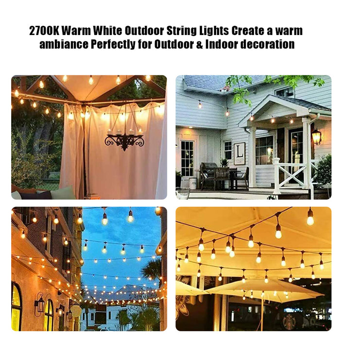 15M LED Festoon Lights Solar String Christmas Waterproof Party Garden In/Outdoor