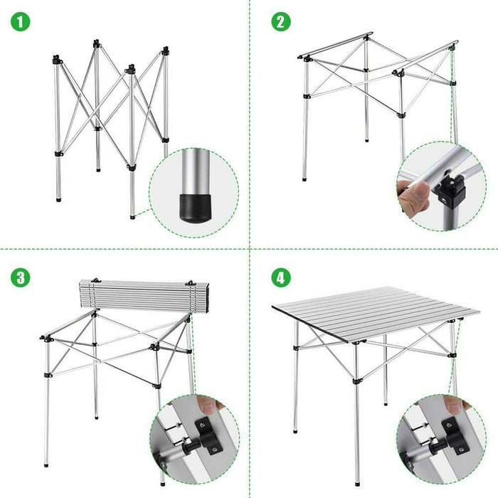 Portable Folding Aluminium Camping Table Picnic Outdoor Foldable Tables BBQ Desk