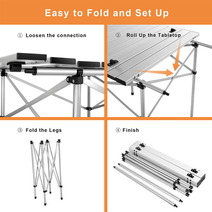 Portable Folding Aluminium Camping Table Picnic Outdoor Foldable Tables BBQ Desk