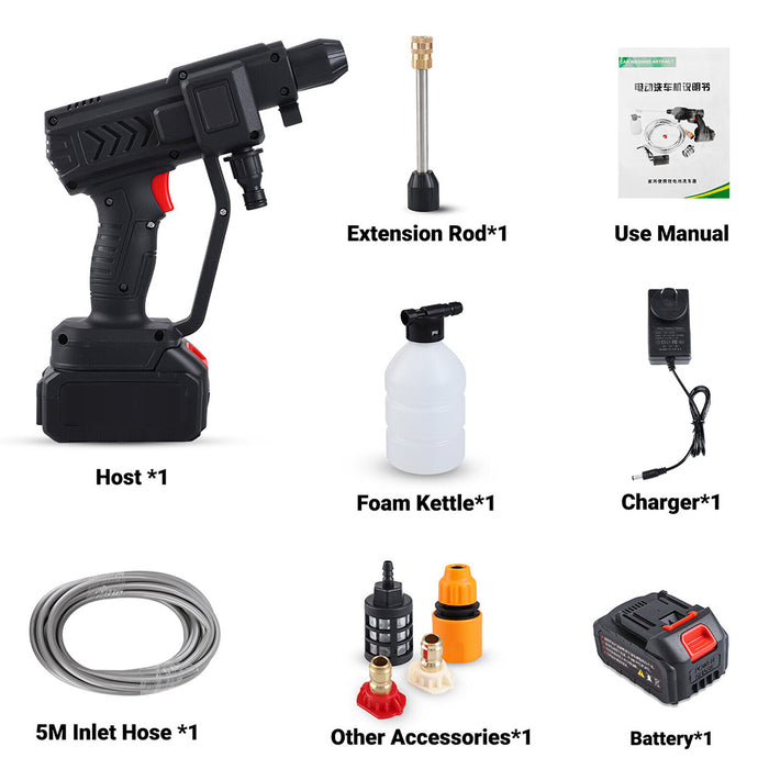 Cordless High Pressure Washer Spray Water Gun Car Wash Pressure Cleaning Machine