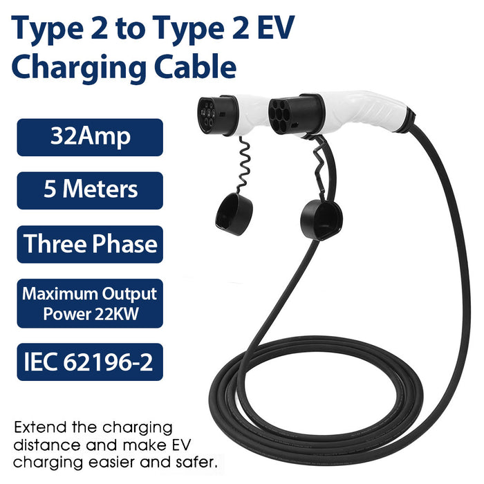 EV Power Cable Type 2 to Type 2 Charging