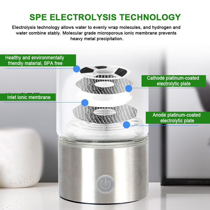 Electric Water Filter Portable Hydrogen-Rich Antioxidants Bottle Stainless Steel