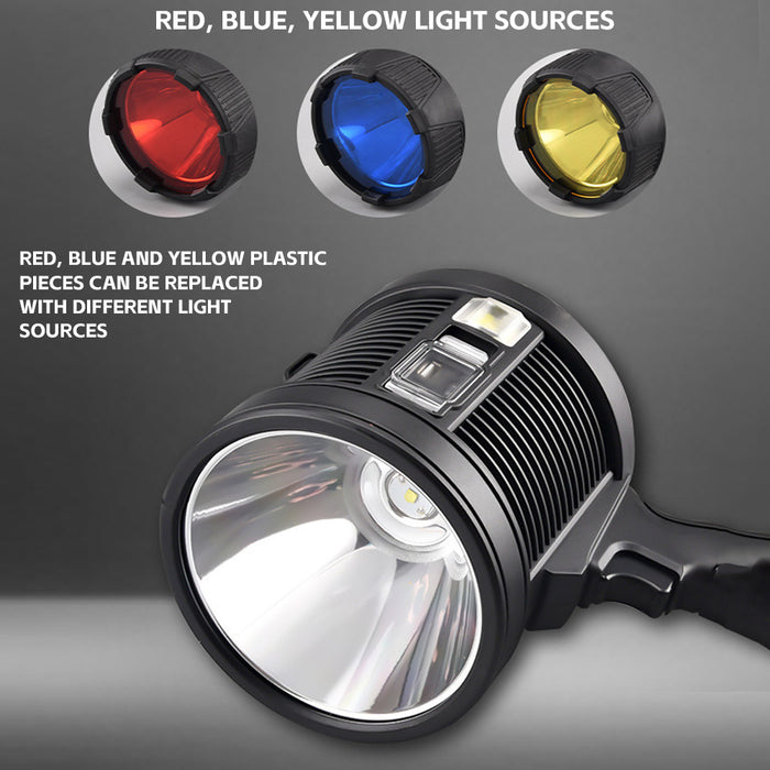 200000 Lm LED Searchlight Rechargeable Handheld Spotlight Flashlight Side Light