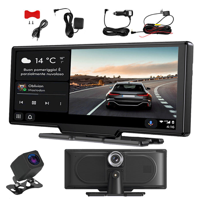 10.26'' 4K Touch Screen Dash Camera Wireless For Car Play Android Auto Record