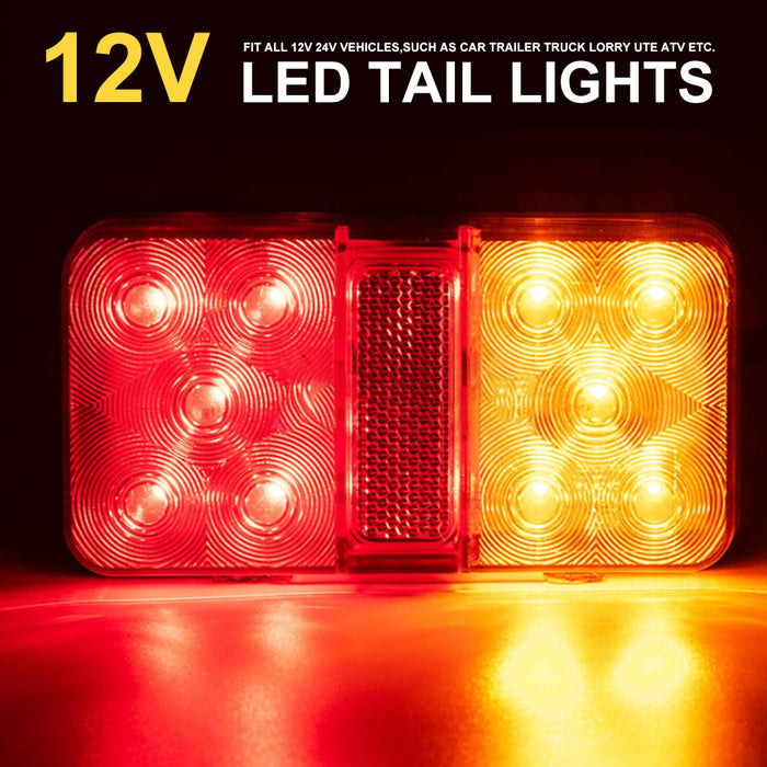 LED Trailer Tail Light Kit Pair Plug 8m 5 Core Wire Caravan Ute 7 Pin Flat Set