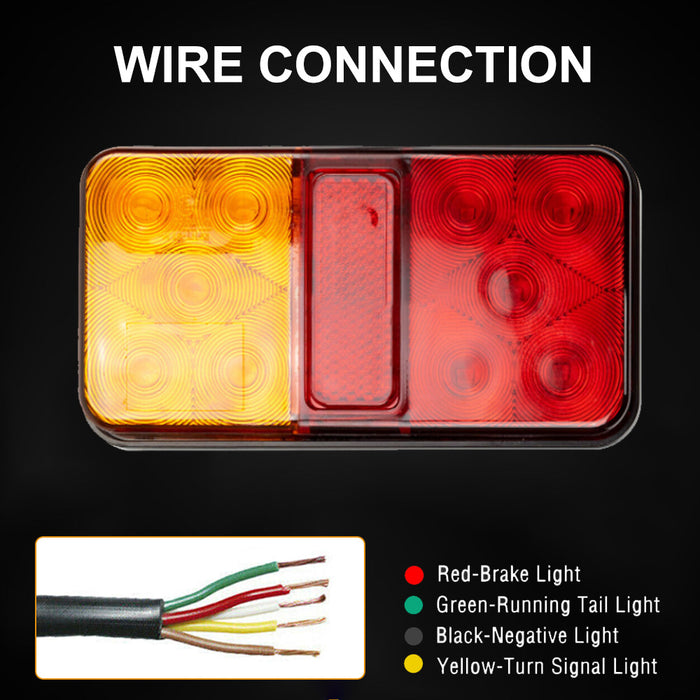 LED Trailer Tail Light Kit Pair Plug 8m 5 Core Wire Caravan Ute 7 Pin Flat Set