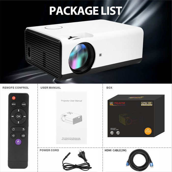 5G WiFi Pocket Projector LED Home Cinema HD 1080P HDMI W/Remote Controller