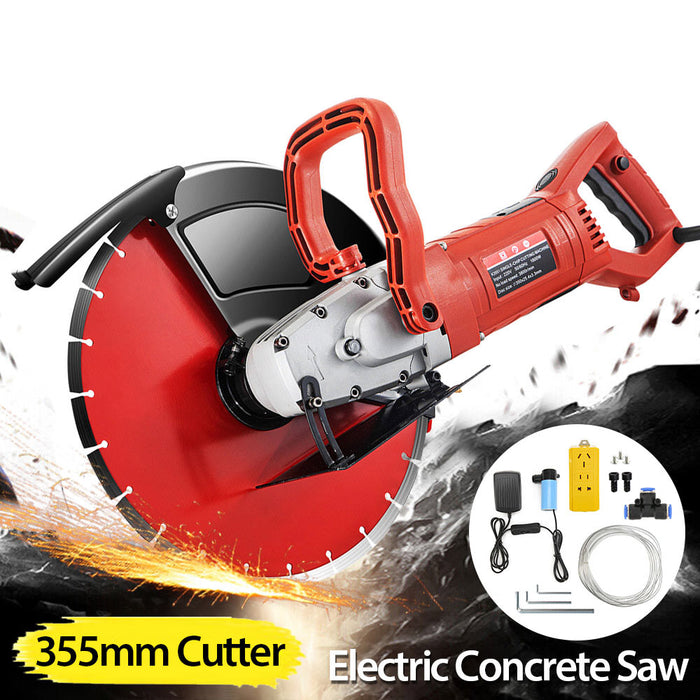 3800rpm Electric Concrete Saw 355mm Cutter Wet Dry Demo Demolition Masonry Saw