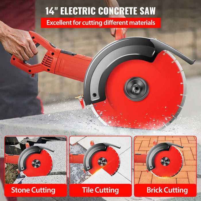 3800rpm Electric Concrete Saw 355mm Cutter Wet Dry Demo Demolition Masonry Saw