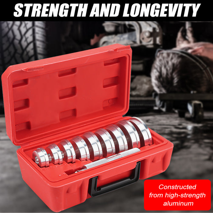 10pcs Wheel Bearing Race Seal Bush Driver Set Bushing Housing Rod Aluminium Installation Removal Puller Tool