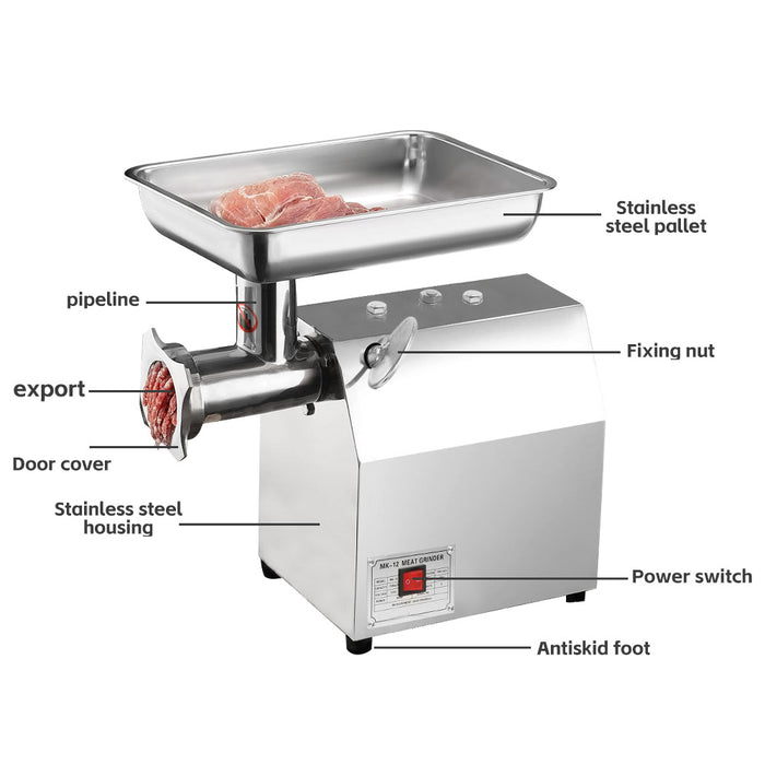 1500W Heavy Duty Commercial Meat Mincer Professional Fast Grinder Sausage Filler