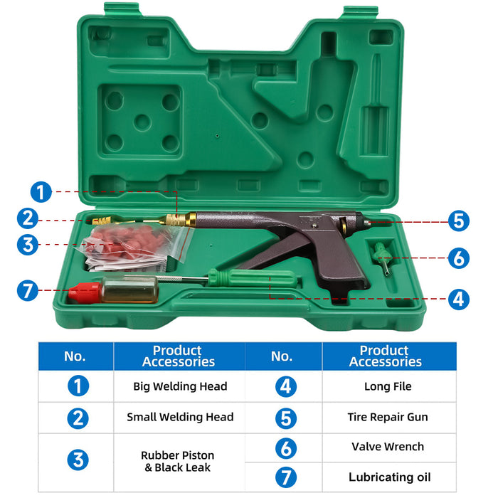 Tubeless Tire Wheel Tyre Repair Kit Mushroom Plugs Vacuum Gun Nozzle Motorcycle