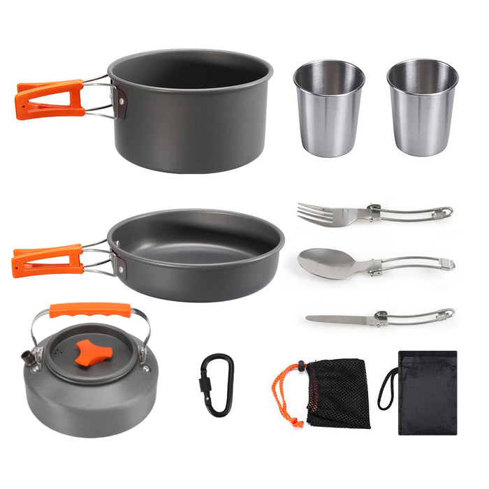 Camping Cookware Set Hiking Cooking Pot Pan Portable Picnic Stove Kit