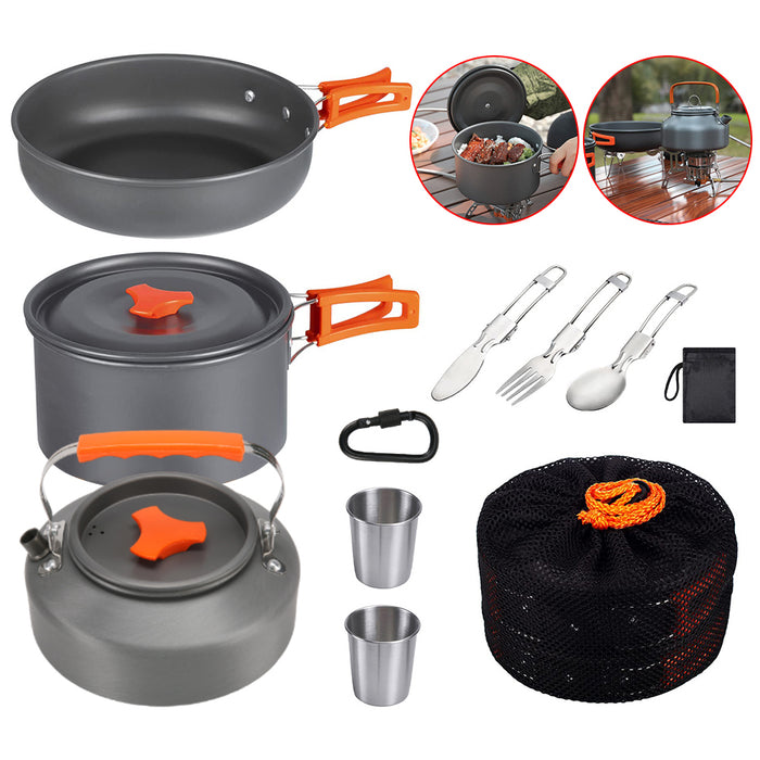 Camping Cookware Set Hiking Cooking Pot Pan Portable Picnic Stove Kit