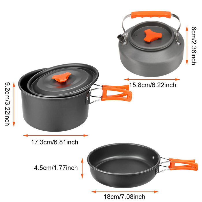 Camping Cookware Set Hiking Cooking Pot Pan Portable Picnic Stove Kit