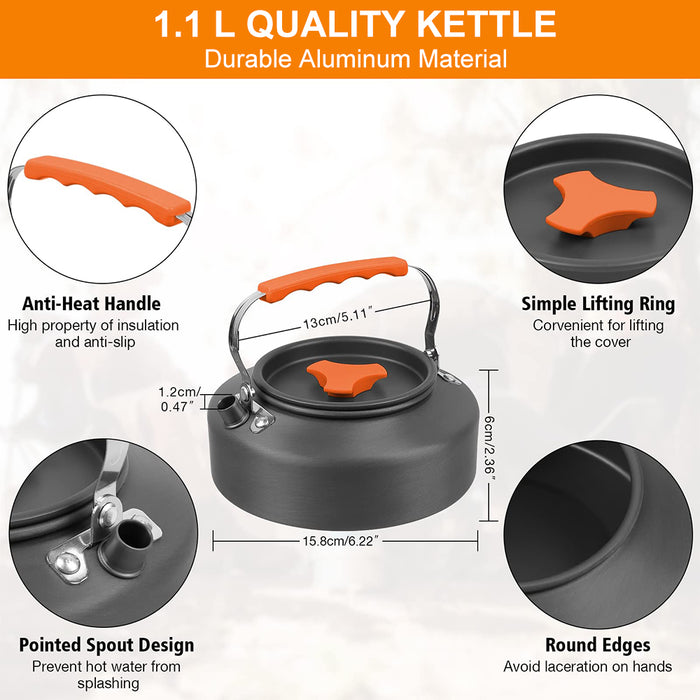 Camping Cookware Set Hiking Cooking Pot Pan Portable Picnic Stove Kit