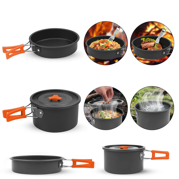 Camping Cookware Set Hiking Cooking Pot Pan Portable Picnic Stove Kit