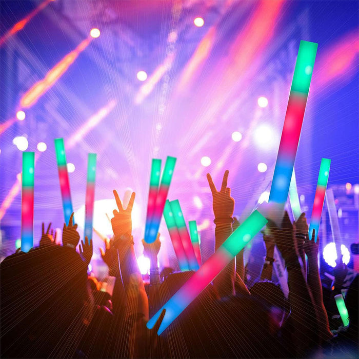 100pcs LED Glow Sticks Light Up Flashing Foam Stick for Concert Wedding Party