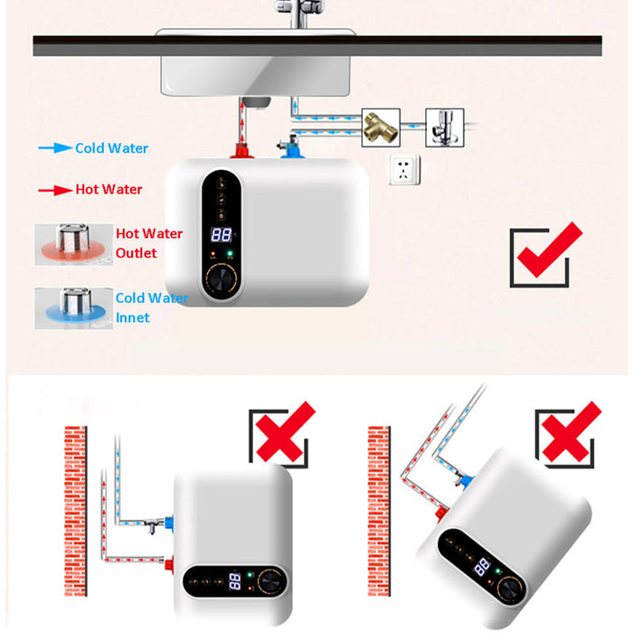 Portable 10L Electric Instant Hot Water System Heater Tankless Under Sink Shower