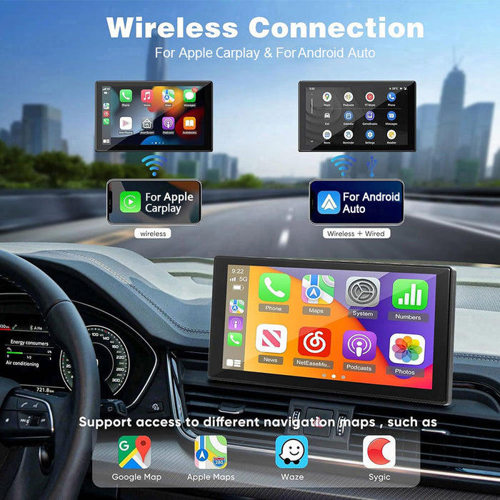 9 Inch Wireless for Apple CarPlay Android Auto Car Stereo Radio GPS/Siri/Google
