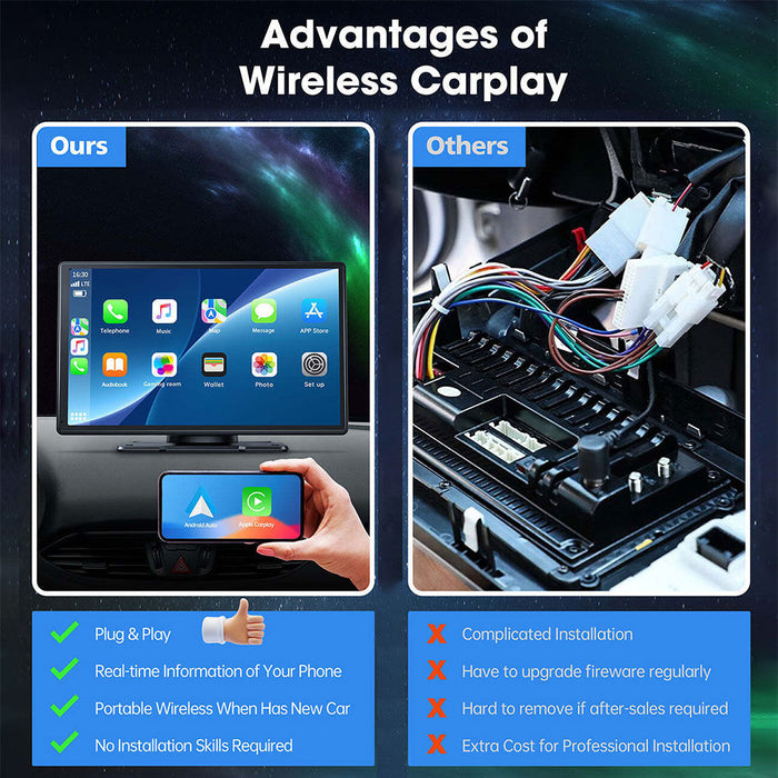 9 Inch Wireless for Apple CarPlay Android Auto Car Stereo Radio GPS/Siri/Google