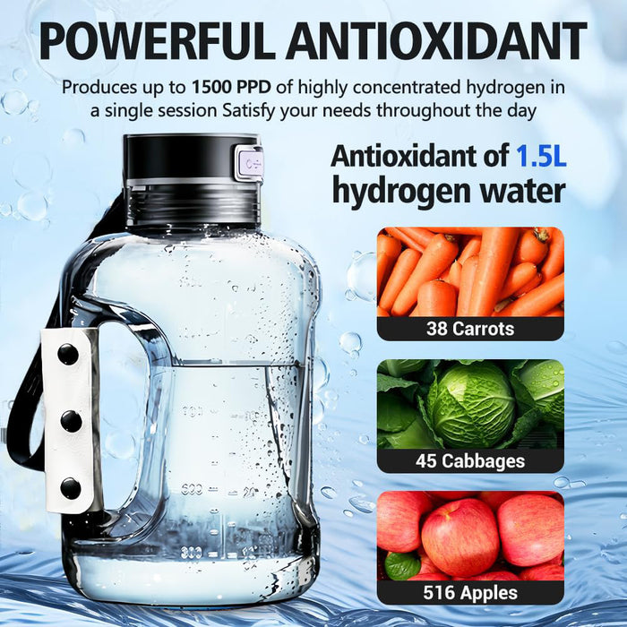 1500ML Hydrogen Water Bottle Rich Alkaline Generator Sports Travel Anti-sweat