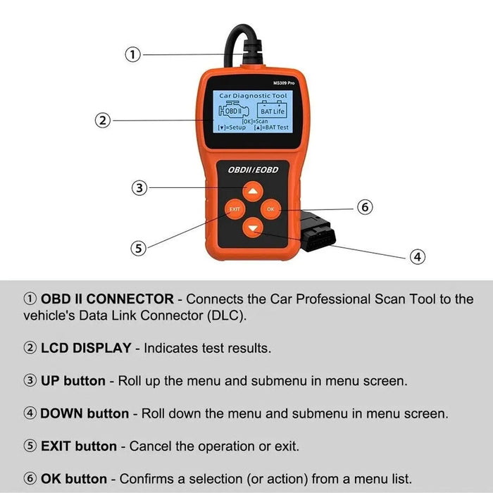 Diagnostic OBD2 Scan Tool Car Fault Scanner Check Code Reader Battery Life Test