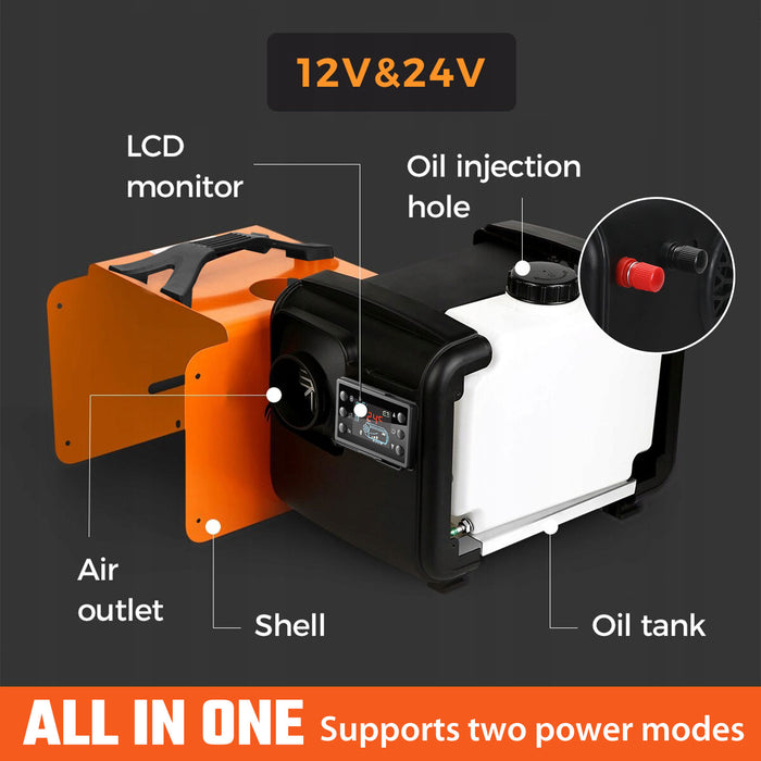8KW 12V/24V 220-240V Diesel Air Heater w/LCD Bluetooth App for RV Caravan Truck