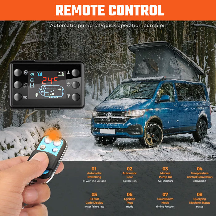 8KW 12V/24V 220-240V Diesel Air Heater w/LCD Bluetooth App for RV Caravan Truck