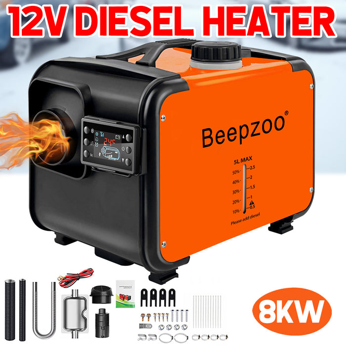 8KW 12V/24V 220-240V Diesel Air Heater w/LCD Bluetooth App for RV Caravan Truck