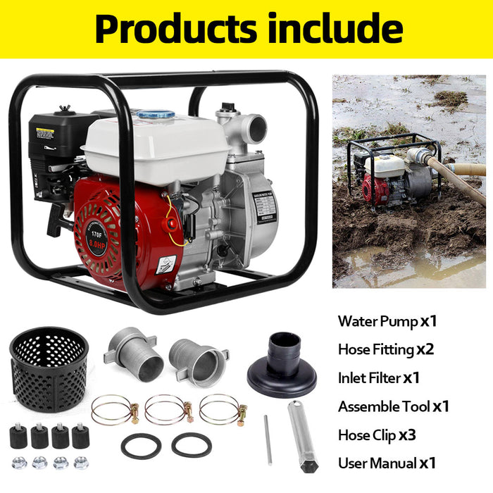 8HP Petrol High Flow Water Transfer Pump Fire Irrigation